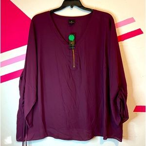 Worthington Womens V Neck Long Sleeve Blouse, 4X